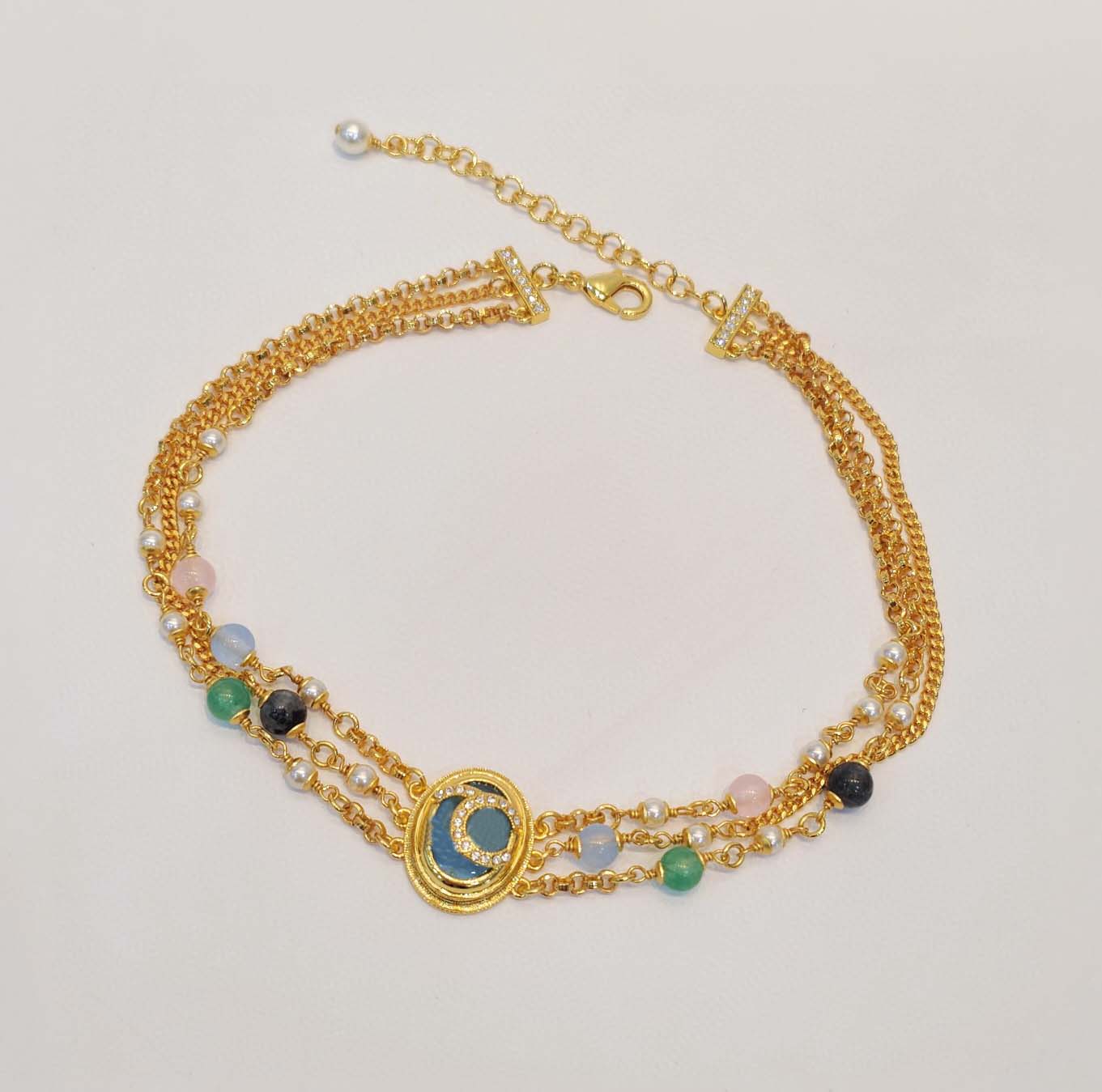 

2022 Luxury quality charm pendant necklace and oval shape with green beads black color have box stamp PS4433A