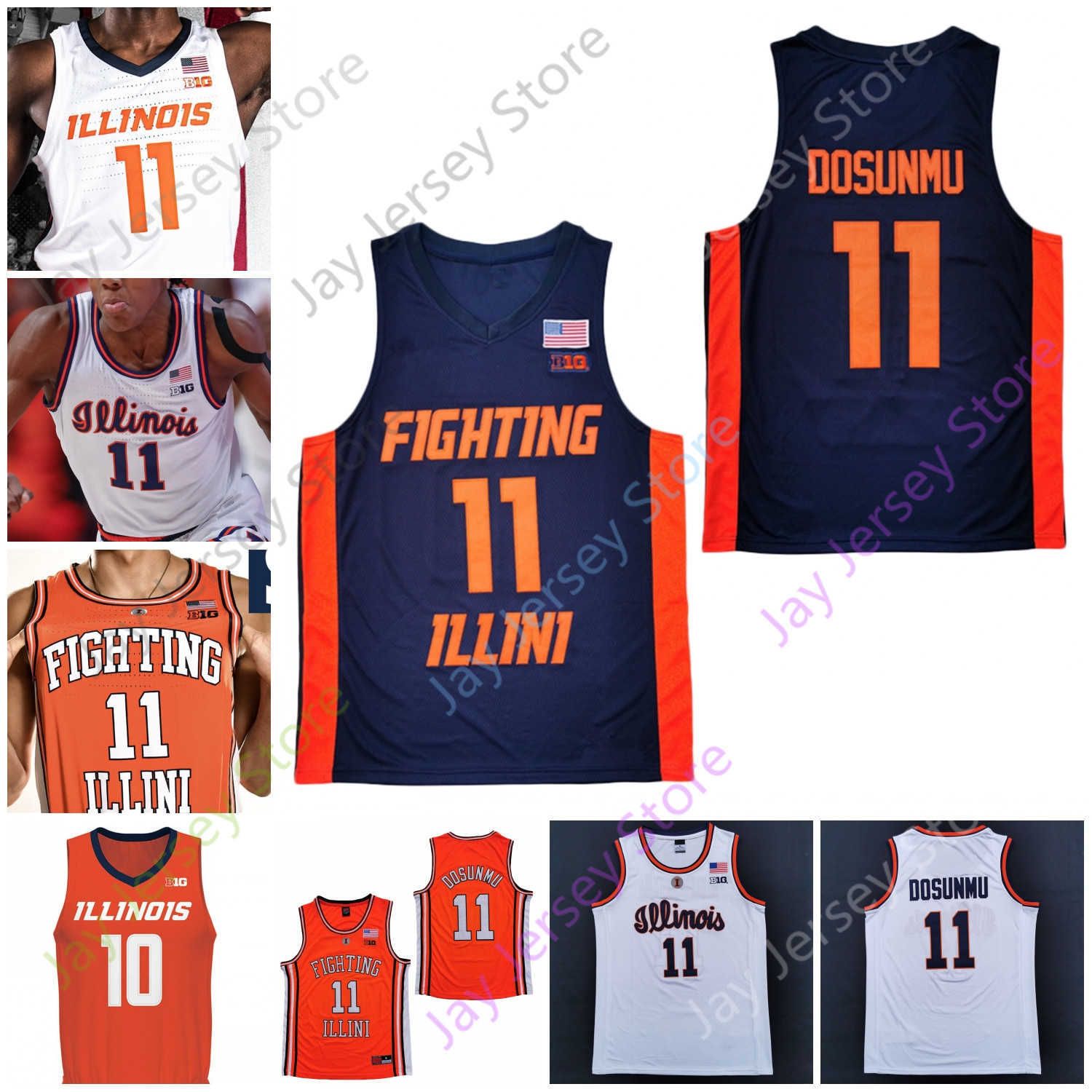 

Illinois Fighting Illini Basketball Jersey NCAA College Lieb Bosmans-Verdonk Luke Goode Jacob Grandison Hutcherson RJ Melendez Plummer, White