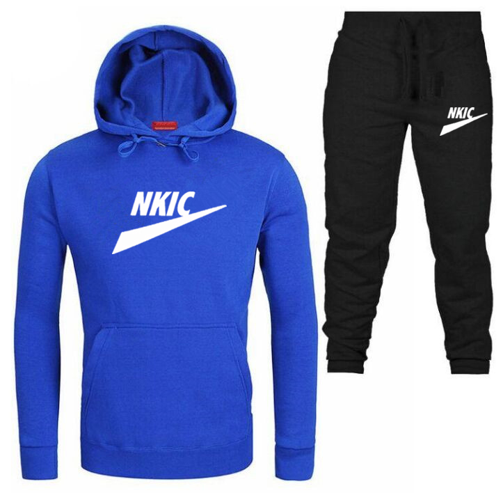 

Tracksuit for Men Set 2 Piece Hooded Athletic Sweatsuits Casual Full Jogging Sweatsuit Sets Sportswear Workout Clothes Men, Blue 1