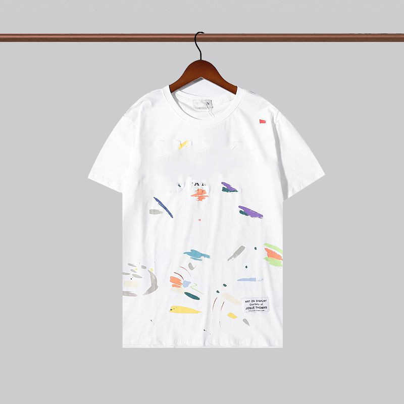 

Men' T-shirts Current Los Angeles Galleryes Ess Dept Speckle Letter t Shirt Hand Painted Short Sleeve Men and Women Te01, White