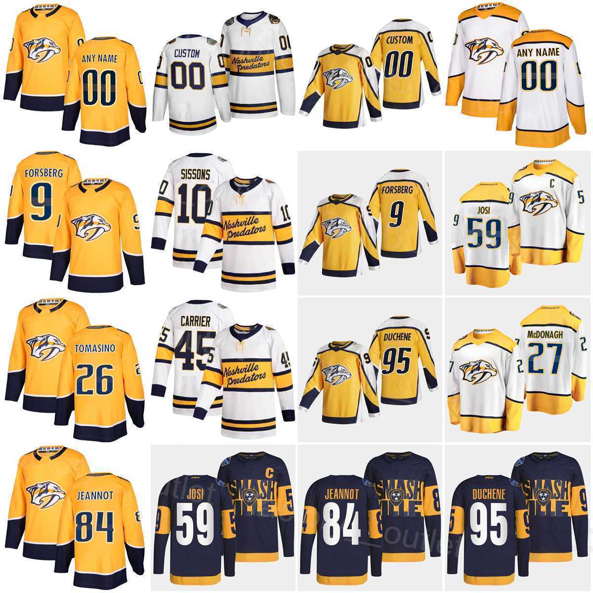 

Nashville Hockey Predators 59 Roman Josi Jersey Reverse Retro 84 Tanner Jeannot 26 Philip Tomasino Alexandre Carrier Ryan McDonagh 95 Matt''Nhl''shirt, White