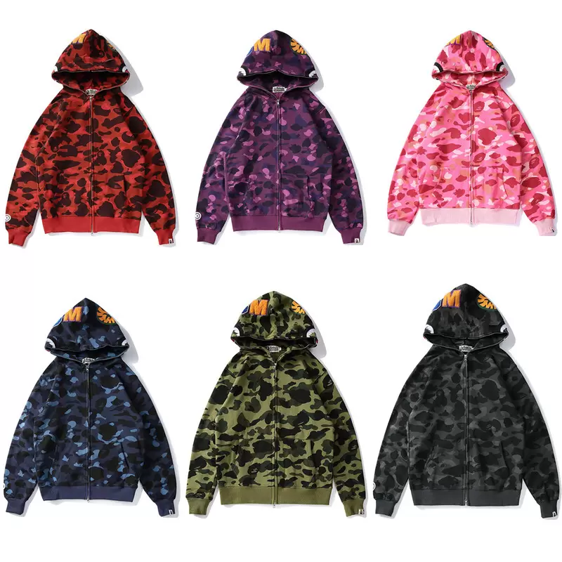 

2023 Shark designer hoodie mens women Camouflage jacket Jogger Zipper japanese fashion sportwear Brand hooded Print Sweatshirts For Male 11 Colors, No 1