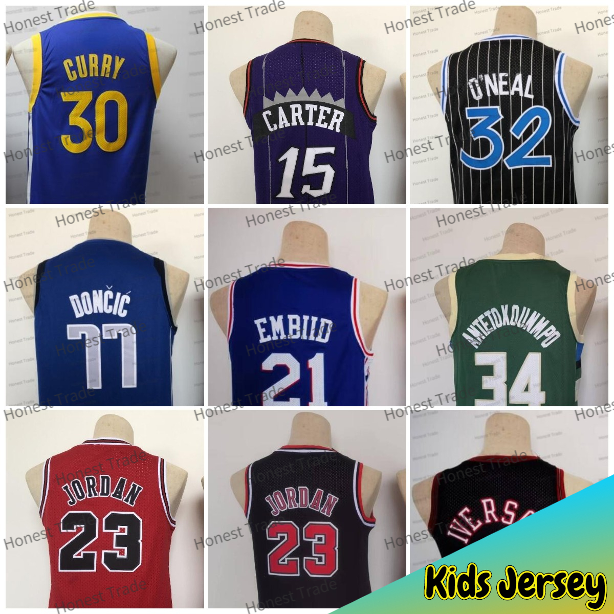 

Kids 3 Allen Throwback Basketball Jersey Black 15 Vince Carter Giannis 1 Harden New Retro #3 Red Youth Stitched Jerseys Christmas Gifts For Children, Kids jersey