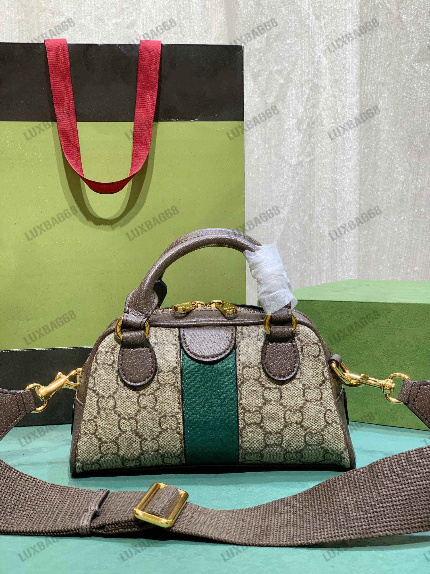 

724575 Ophidia Top Handle bag Medium Mini Size Beige Ebony Double G Sup canvas Italy Designer Handbag Green Red Web Women's 2023 Bowling Bag, 01