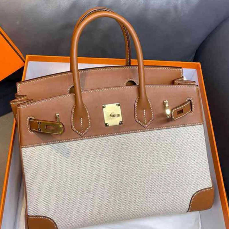 

designer bag Shoulder Bags Crossbody Luxury H Fashion Handbags and totess Casual Versatile Contrast Canvas with First Layer Cow Leather Portable, No bag