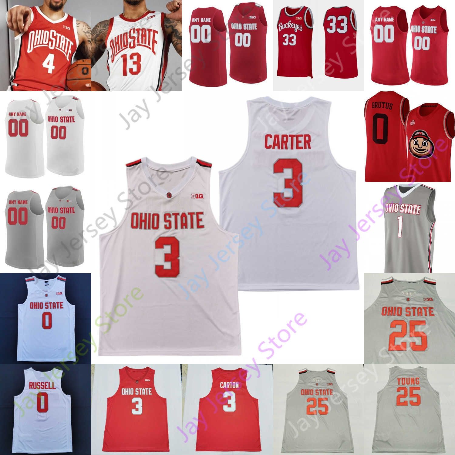 

Buckeyes Ohio State Basketball Jersey NCAA College E.J. Liddell Eugene Brown III Zed Key Seth Towns Musa Jallow Sueing Ahrens Diallo Russell, White round collar