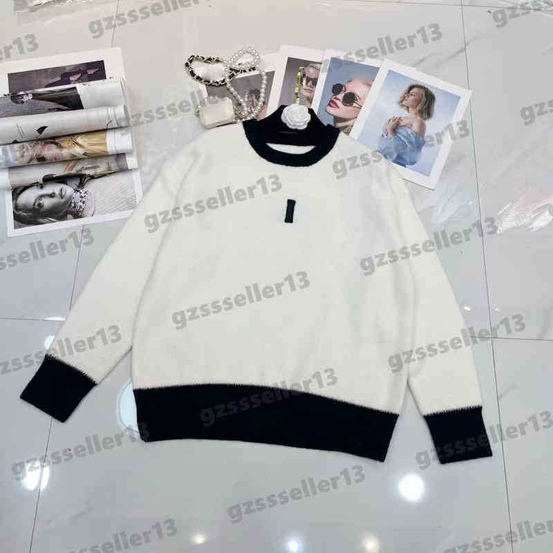 

Womens Sweaters Designer Fashion Brand CE Letter Logo Embroidery Sweater Black And White Stitching Simple Round Neck Long-sleeved Pullover Sweater Cardigans, 17