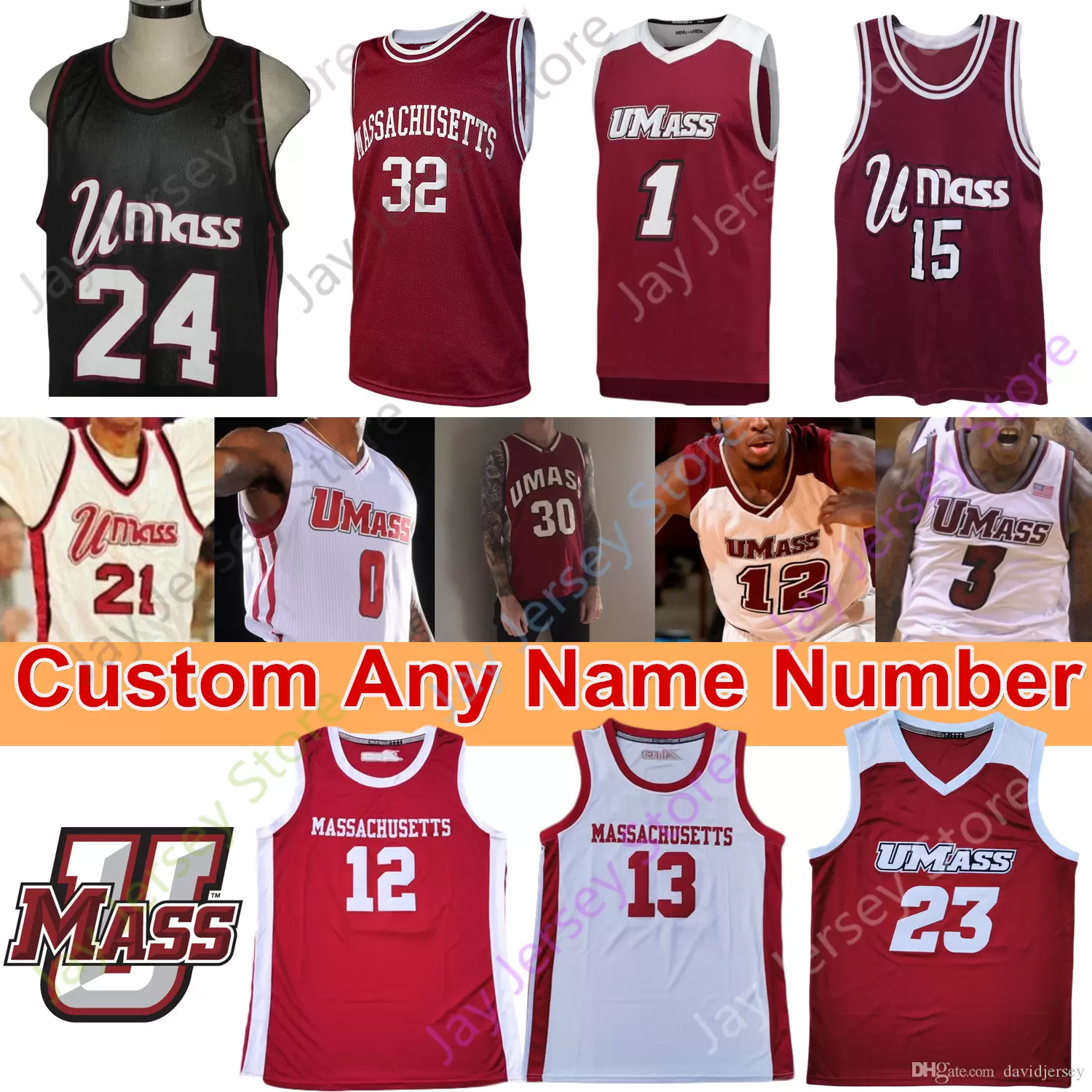 

Custom 2020 UMass Minutemen Basketball Jersey NCAA College Sean East Tre Mitchell T.J. Weeks Carl Pierre Samba Diallo Keon Clergeot, White ii