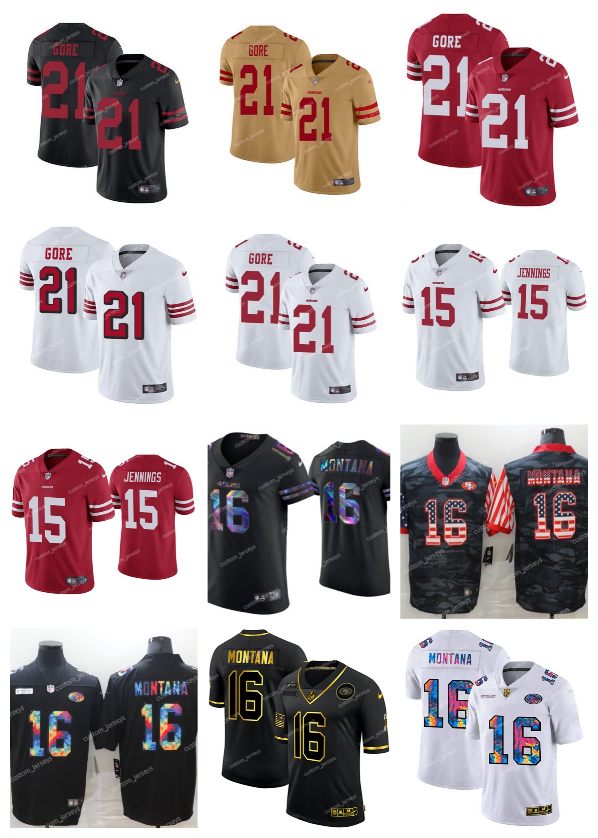 

San Francisco''49ers''Men Jersey Women Youth 15 Jauan Jennings 16 Joe Montana 21 Frank Gore 2022 Salute To Service Limited Stitched''NFL''Football Jerseys