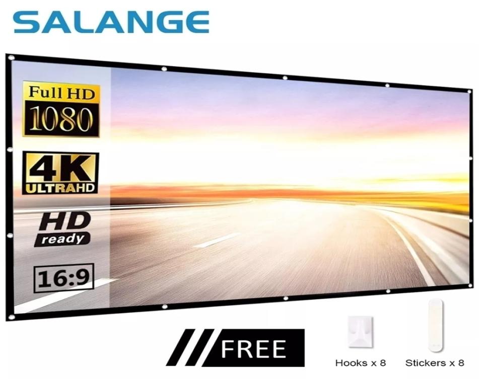 

Projection Screens Salange Projection Screen Portable Projector screen 100 inch 120 inch 150 inch 16 9 Outdoor Movie Screen For Tr