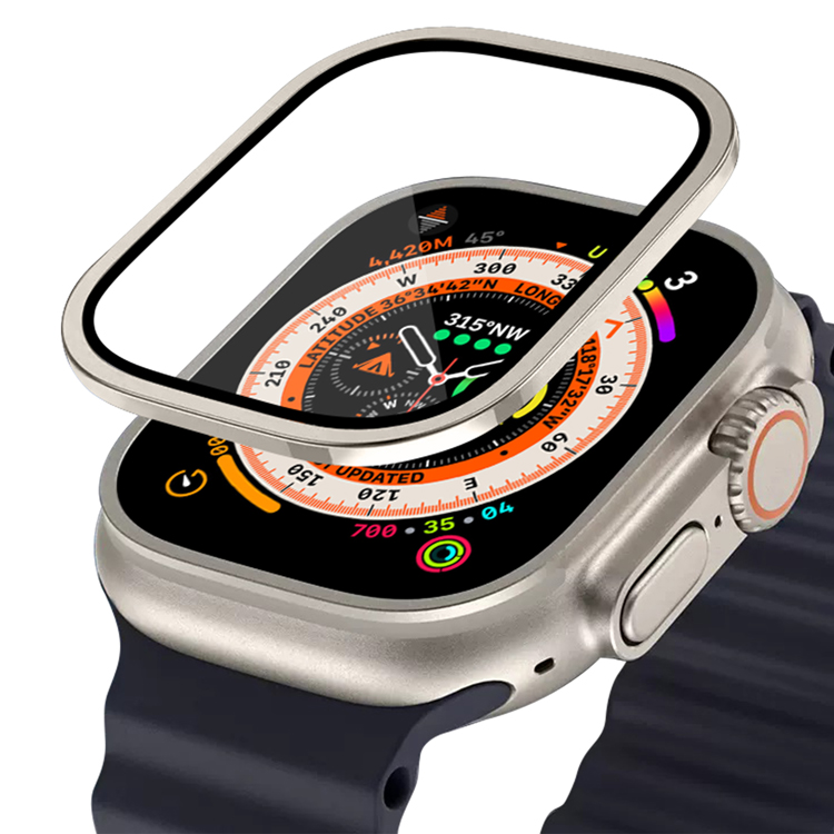 

Alininum Bumper Case Built-in Tempered Glass Film for Apple Watch 8 Ultra Screen Protector Case 49mm Protective Face Cover