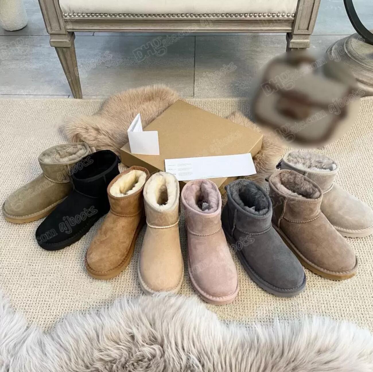 

Australia Australian Classic Warm Boots Womens Mini Half Snow Boot USA GS 585401 Winter Full fur Fluffy furry Satin Ankle Bootss Booties US4-12 Hot Selling Uggitys, 7# mini boots