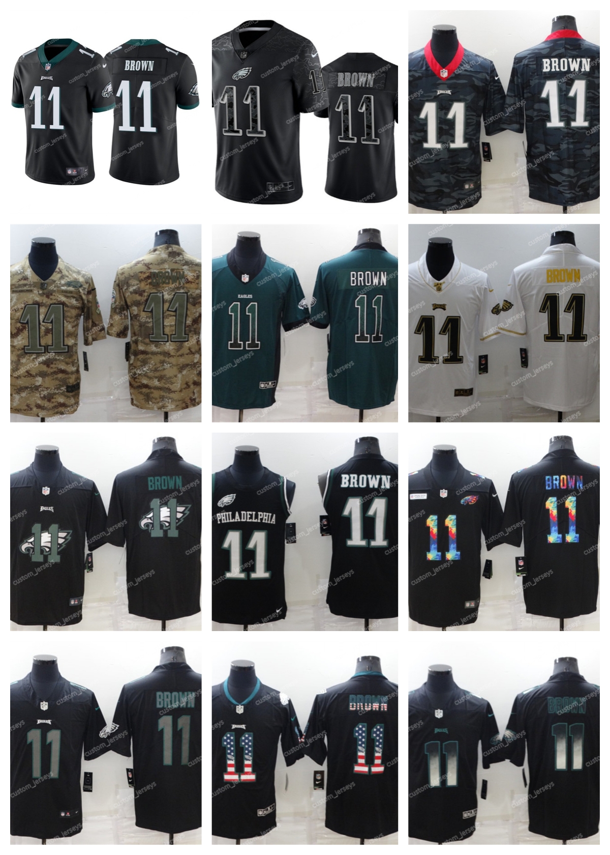

Philadelphia''Eagles''Men Jersey Women Youth 11 A. J. Brown Custom USA Flag 2022 Salute To Service Limited Stitched''NFL''Football Jerseys