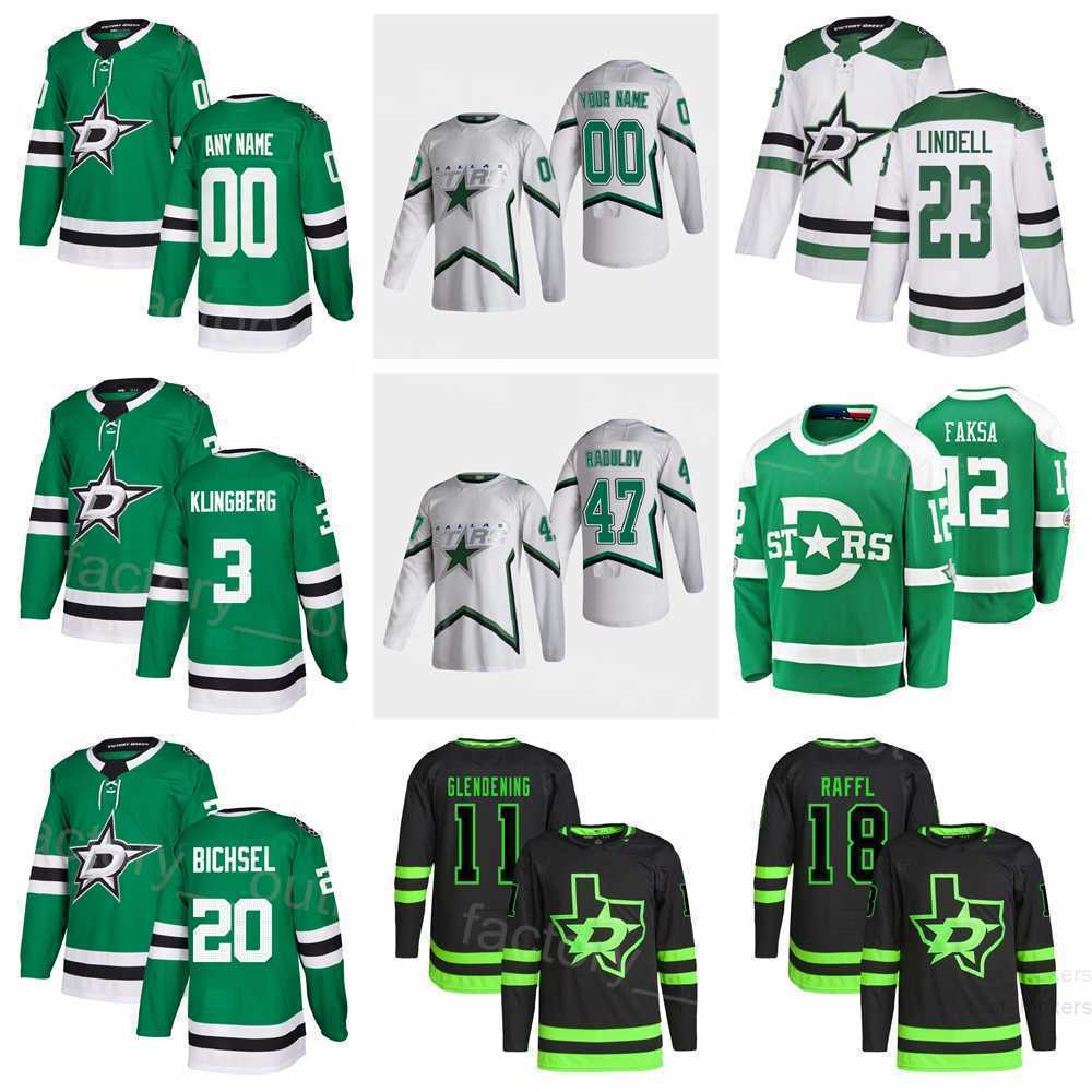 

Dalla Hockey Stars 20 Lian Bichsel Jersey Reverse Retro 22 Christian Kyrou Alexander Radulov Esa Lindell John Klingberg Michael Raffl Radek''Nhl''shirt, Green