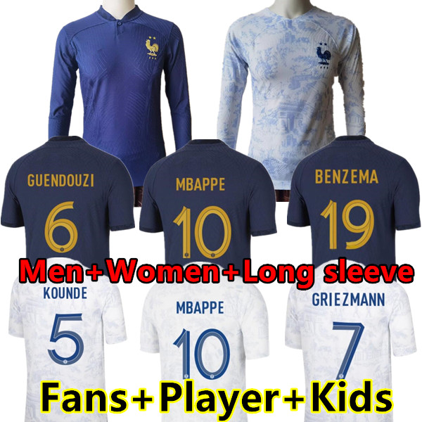 

MBAPPE Soccer Jerseys 2022 World Cup Maillots de football jersey Giroud FRENCH BENZEMA Football Shirts GRIEZMANN Tchouameni Dembele kit Shirt enfants MEN Kids, 2022 away