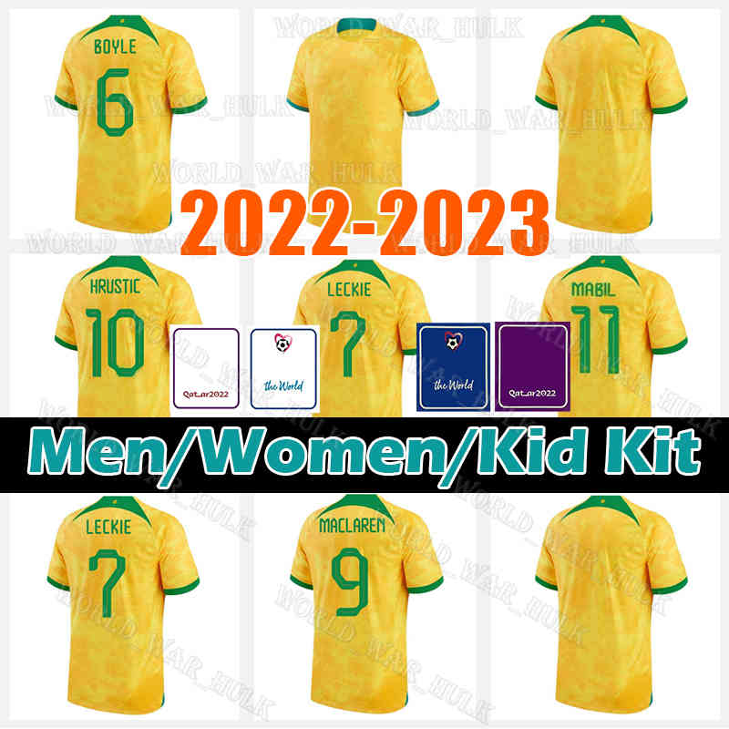 

2022 2023 Australia Soccer Jerseys 10 HRUSTIC Jersey Mens 15 DUKE 11 MABIL 7 LECKIE 9 MACLAREN 13 MOOY 6 BOYLE MCGREE DEGENEK Football Shirts 22 23 IRVINE TAGGART BACCUS, Men 2022 jersey(ao da li ya)+patch
