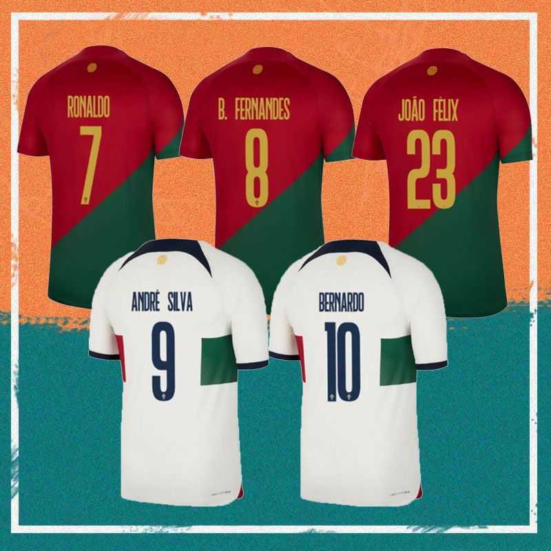 

Portugal 2022-23 Thai Quality Soccer Jerseys 7 Cristiano Ronaldo 8 Bruno Fernandes 11 Joao Felix 15 Rafael Leao 22 Diogo Costa 20 Joao Cancelo 5 Raphael Guerreiro, Colour