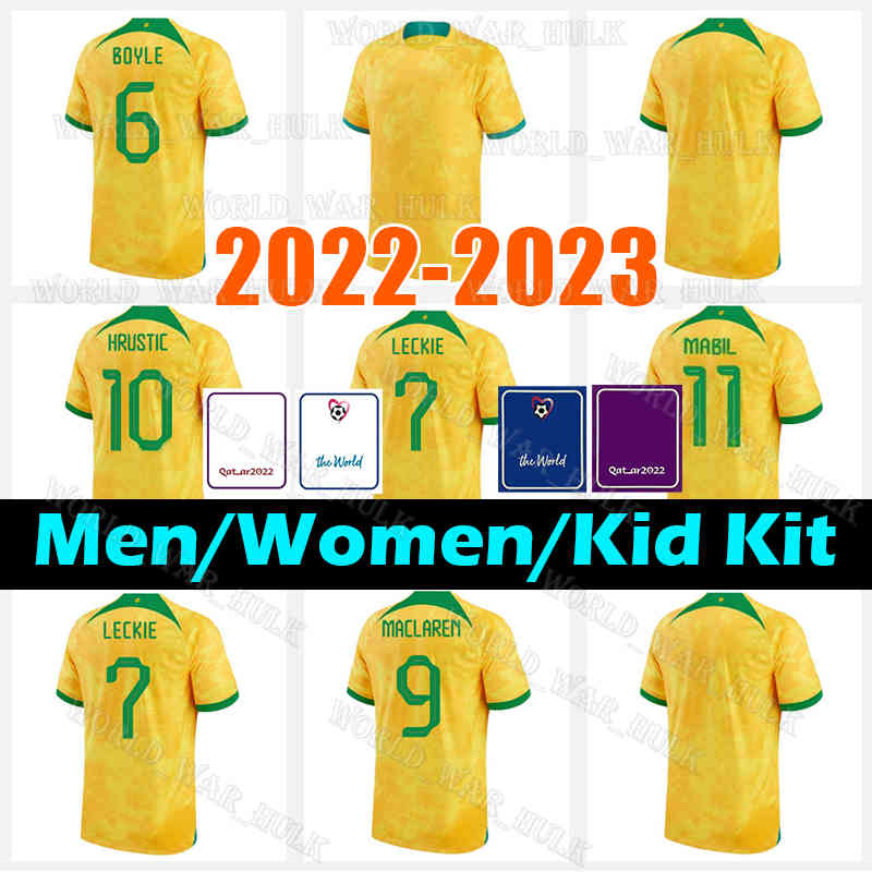 

22 23 Australia Soccer Jerseys MACLAREN MOOY 13 SOUTTAR 19 HRUSTIC 10 BOYLE 6 IRVINE MABIL MCGREE LECKIE DUKE Jersey 2022 2023 football shirt men kids set kits uniform, Men 2022 jersey(ao da li ya)+patch