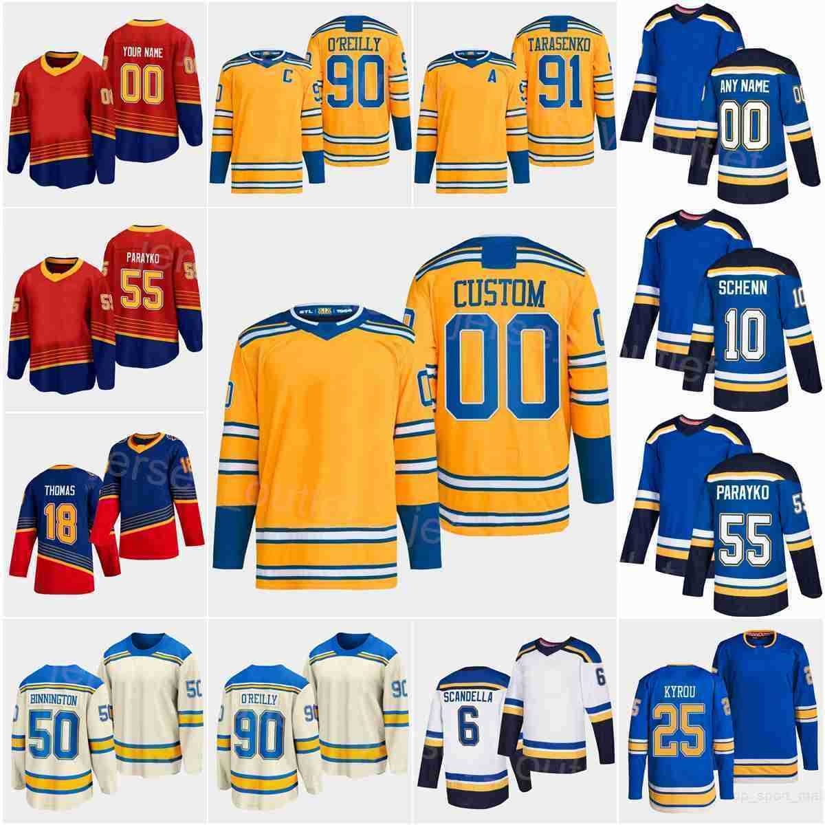 

Men Women Hockey Reverse Retro 91 Vladimir Tarasenko Jersey Winter Classic 90 Ryan OReilly 55 Colton Parayko 10 Brayden Schenn 50 Binnington''Nhl''shirt, Blue