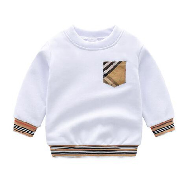 

New Baby Boys Girls Fleece Sweatshirts Fashion Stripe Children's Wear 2022 Autumn 2 Colors Cotton Long Sleeve Children Clothing, Black 001