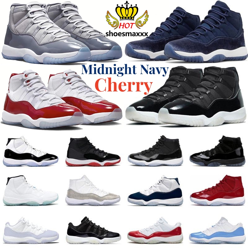 

Cherry 11s Retro Men Basketball shoes Midnight Navy Cool Grey Jubilee 25th Anniversary Legend Blue Concord Bred Low 72-10 Mens Women Trainers Sports Sneakers