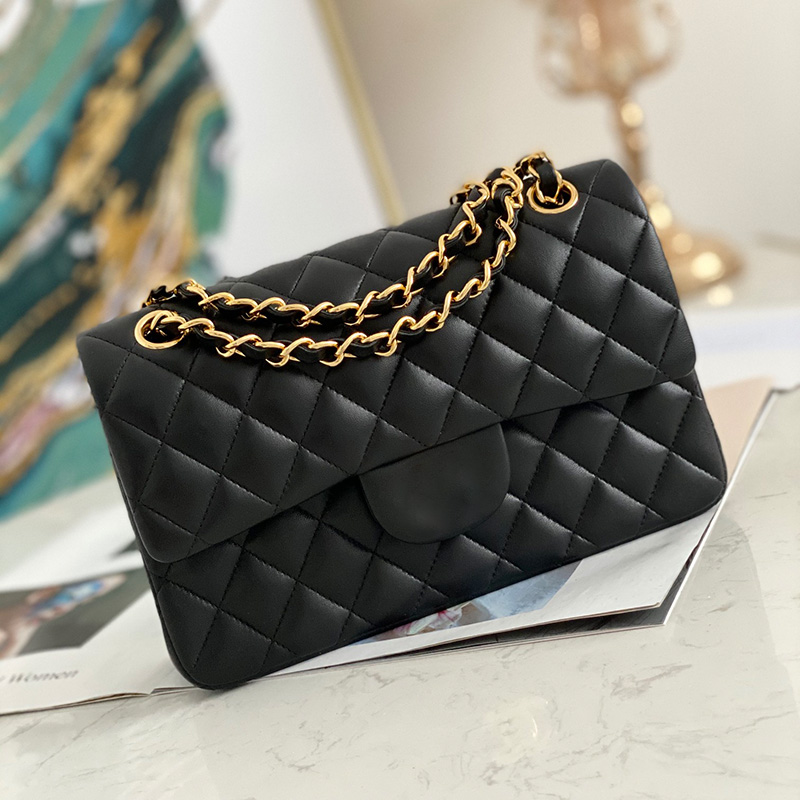 

10A Original quality designer bags 23cm genuine leather shoulder bag woman crossbody bag Flap chain bagss With box C069, B(sheepskin)