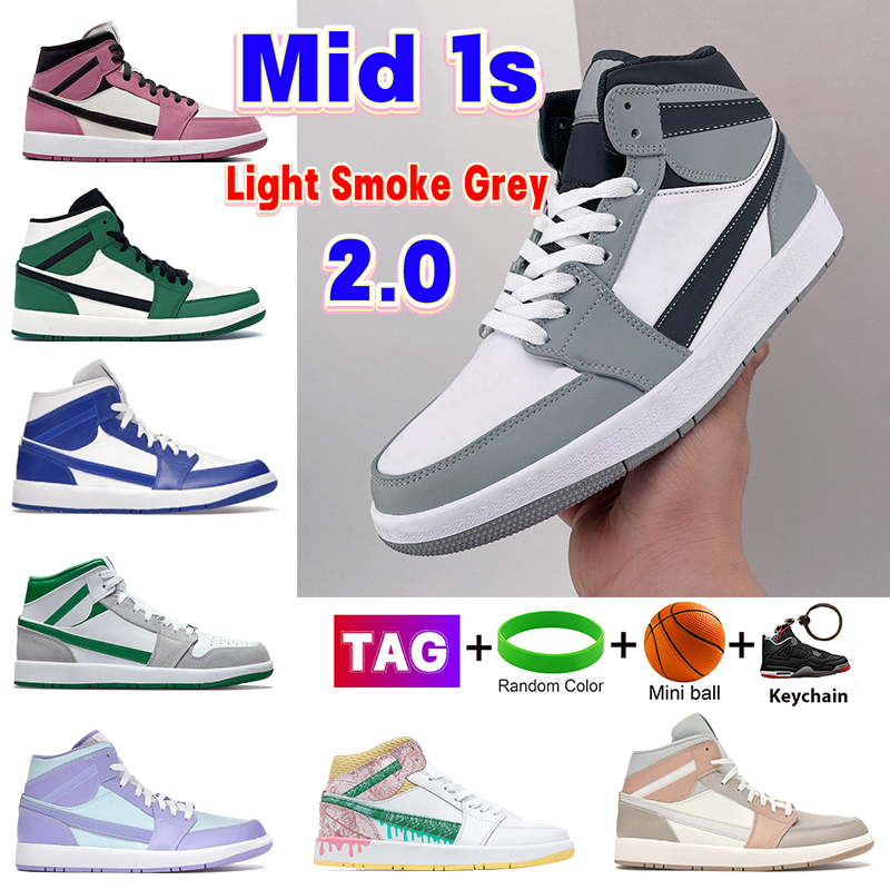 

2022 Jumpman 1 Mid Mens Basketball Shoes 1s retro Light smoke grey SE Multi-color Diamond Shorts Kentucky Blue Black White Berry pink Barely Rose UNC men women Sneakers, Shoe box