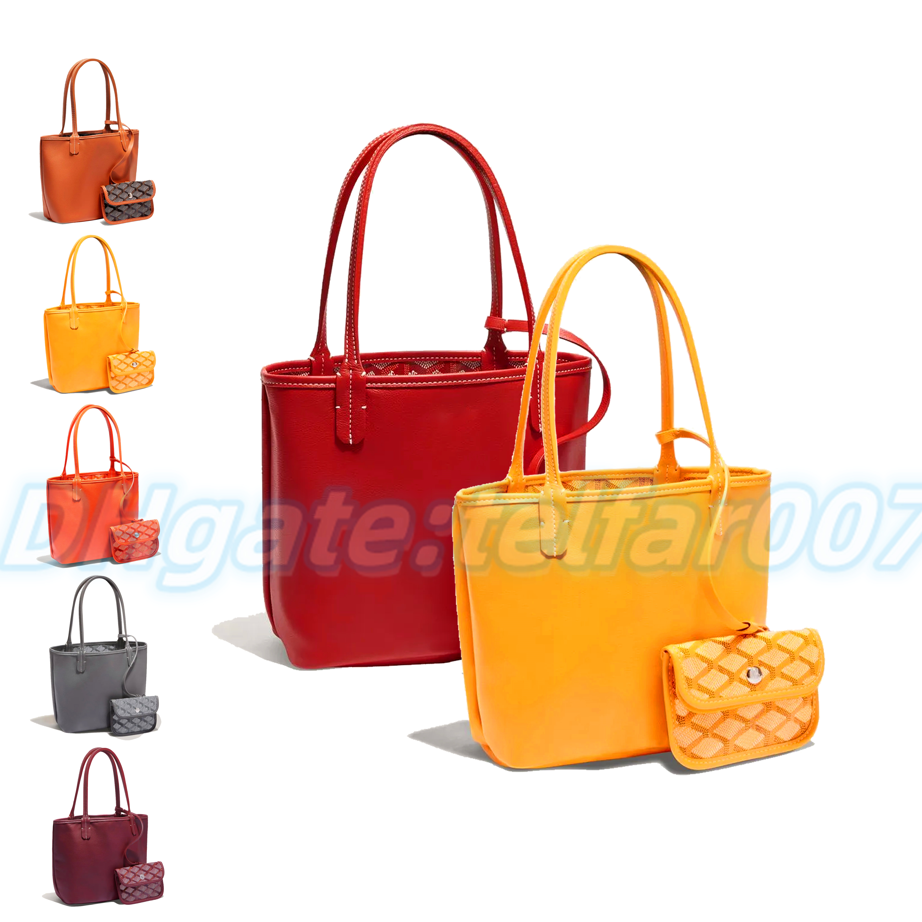 

Luxurys goyar Anjou double sided totes shopping bag beach Mini weekend fashion Shoulder Designers Genuine Leather Cross Body pochette hangbag travel Drawstring, Orange