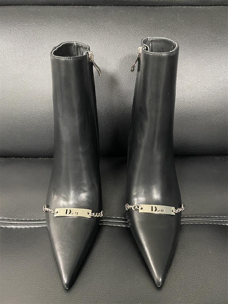 Dior Dupe Bottes Designer Chaussures Femmes En Cuir D'hiver Long Bateaux Marque De Luxe Sexy Talon Haut XX0031