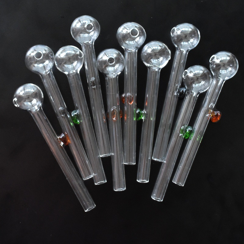 

4.7 inch Length Pyrex Glass Oil Burner pipe Handcraft Clear Smoking Tubes for Smokers 12cm Long Thick Transparent Smoking pipes Wholesale