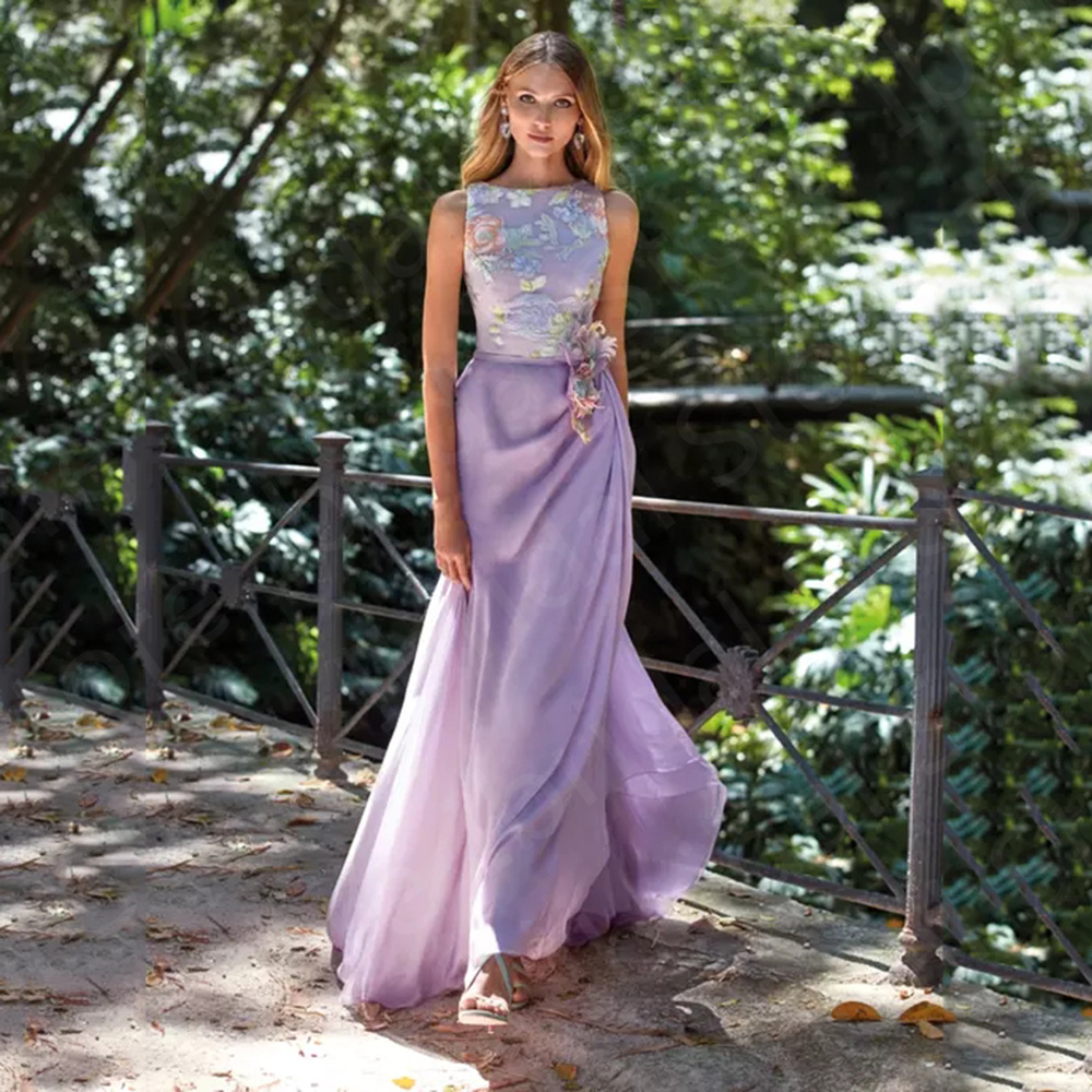 Mother of the Bride dresses Lilac sleeveless lace boat neck floral pattern length luxurious 2022 large size NEW IN-image-823521104