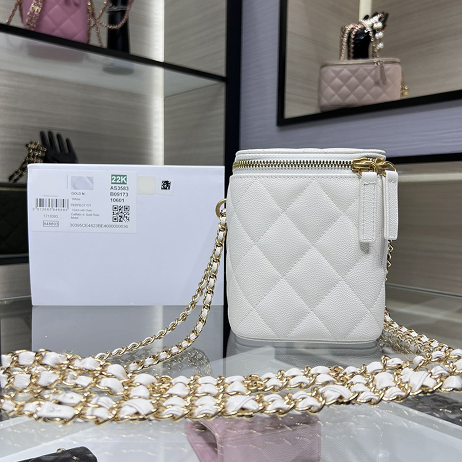 

10A Mirror quality Luxury Designer Vanity Case Women Small Grained Calfskin Cosmetic Bags Mini Lipstic Case With Box C150