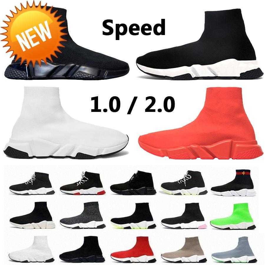 

Men Paris Women Sock Shoes Speed 1 .0 2 .0 Triple Black White Classic With Lace Casual Slip -On Red Green Trainer Sports Sneakers Jogging V, #11