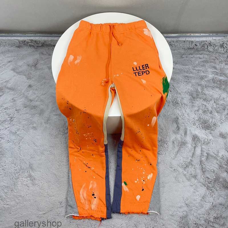 

Men' Pants 22ss Autumn Winter Europe Splash Ink Patchwork Trousers Bell-bottoms Casual Drawstring Sweatpants Men Women Jogger Slim Fit19OI, Orange