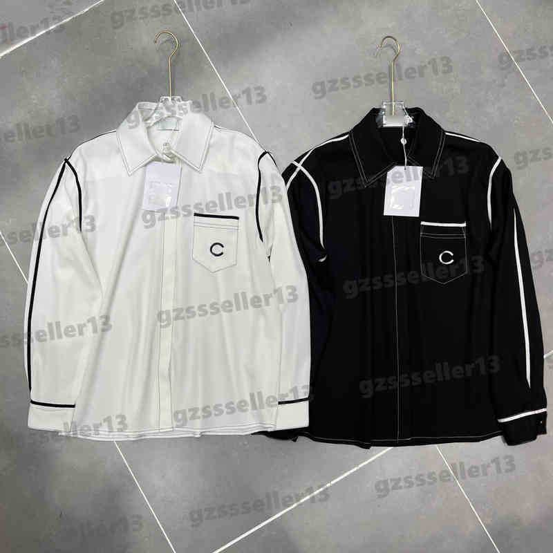 

Womens Designer Blouses Shirts Tops Fashion Brand Letter C Logo Embroidery Top Shirt Luxury Ladies 2022ss Contrast Color Webbing Design Vintage Shirt