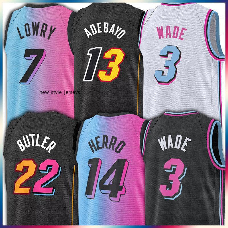 

Jimmy Butler Miamis Heats Basketball Jerseys Tyler Herro 14 Dwayne Dwyane 3 Wade Bam Adebayo 13 Kyle Lowry 7, Men