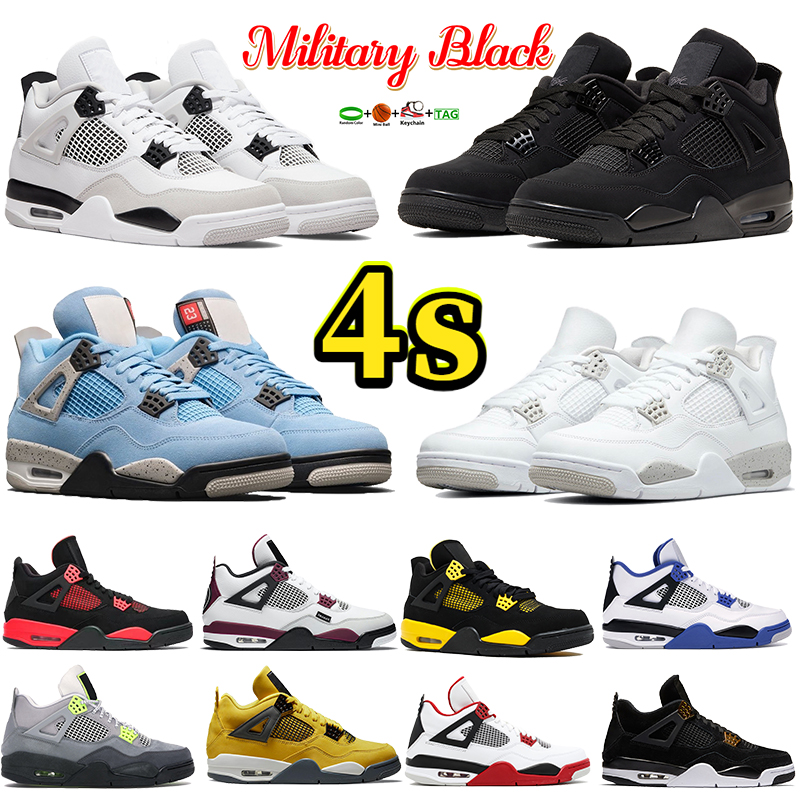 

Mens basketball Shoes 4 Designer 4s Sneakers Military Black Cat Game Royal University Blue red thunder white oreo SE Neon Tour Yellow Royalty Men Womens Sneakers, No.28- shoes box