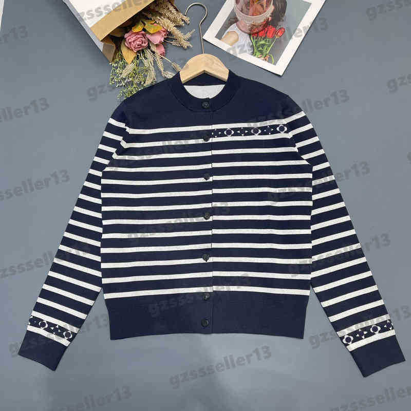 

Designer Cardigan Womens Sweaters Fashion Brand Lou 2022AW Jackets Autumn And Winter Striped Knitted Cardigans Sweater Tops For Women