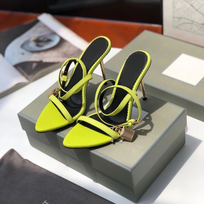 

Gold padlock embellished Ankle-Tie Sandals heeled stiletto Heels for women Party Evening shoes open toe Calf Mirror leather luxury designers factory footwear, 12