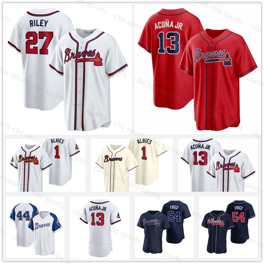 

27 Austin Riley Atlanta Custom Braves Jersey 7 Dansby Swanson 44 Hank Aaron 28 Matt Oson Ronald 13 Acuna Jr 20 Marcell Ozuna 54 Max Fried Baseball Jerseys, Select 4