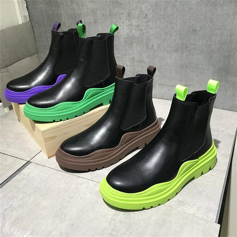 

Chunky Heel Mens Chelsea Boots Fashion Man Ankle Boot Waterproof Luxury Mans Platform Boots Sneakers, Grass green