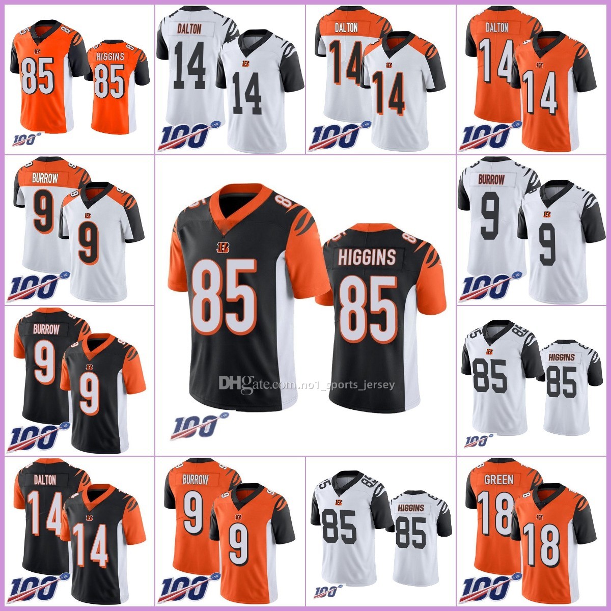

Jersey wholesale Cincinnati''Bengals''Men #14 Andy Dalton 18 A.J. Green 9 Joe Burrow 85 Tee Higgins''NFL''Women Youth 100th Limited Jersey