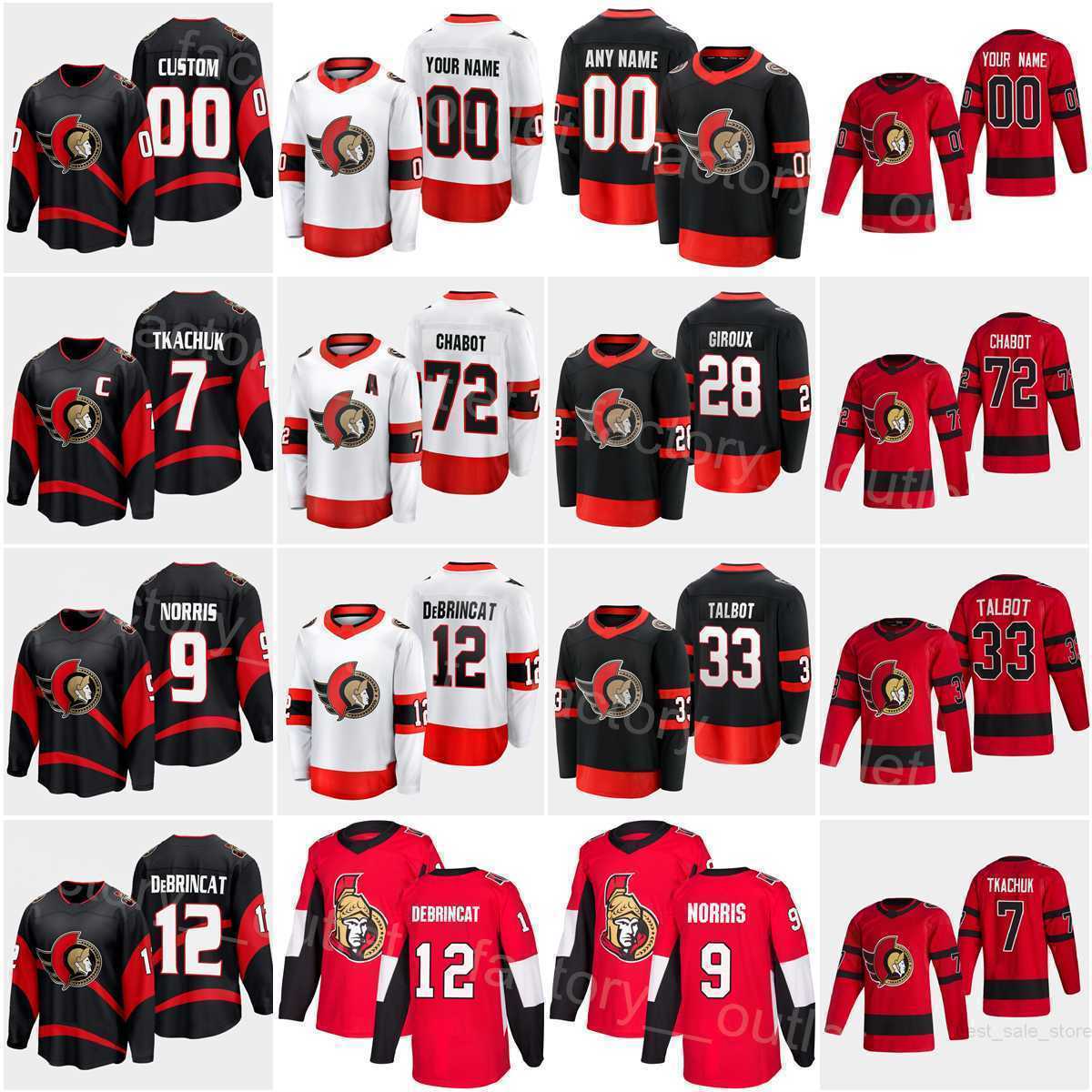 

Ottawa Hockey Senators 28 Claude Giroux Jersey 72 Thomas Chabot 7 Brady Tkachuk 5 Nick Holden 12 Alex DeBrincat 9 Josh Norris 33 Cam Talbot''Nhl''shirt, Red