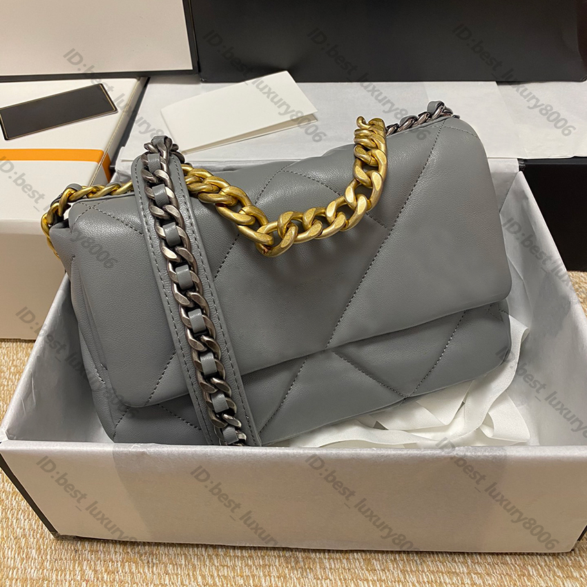 

9a Luxury designer bag classic 19 flap Crossbody Bags Women's handbag chain shoulder purse lamskin leather envelope clutch wallet, Rice white