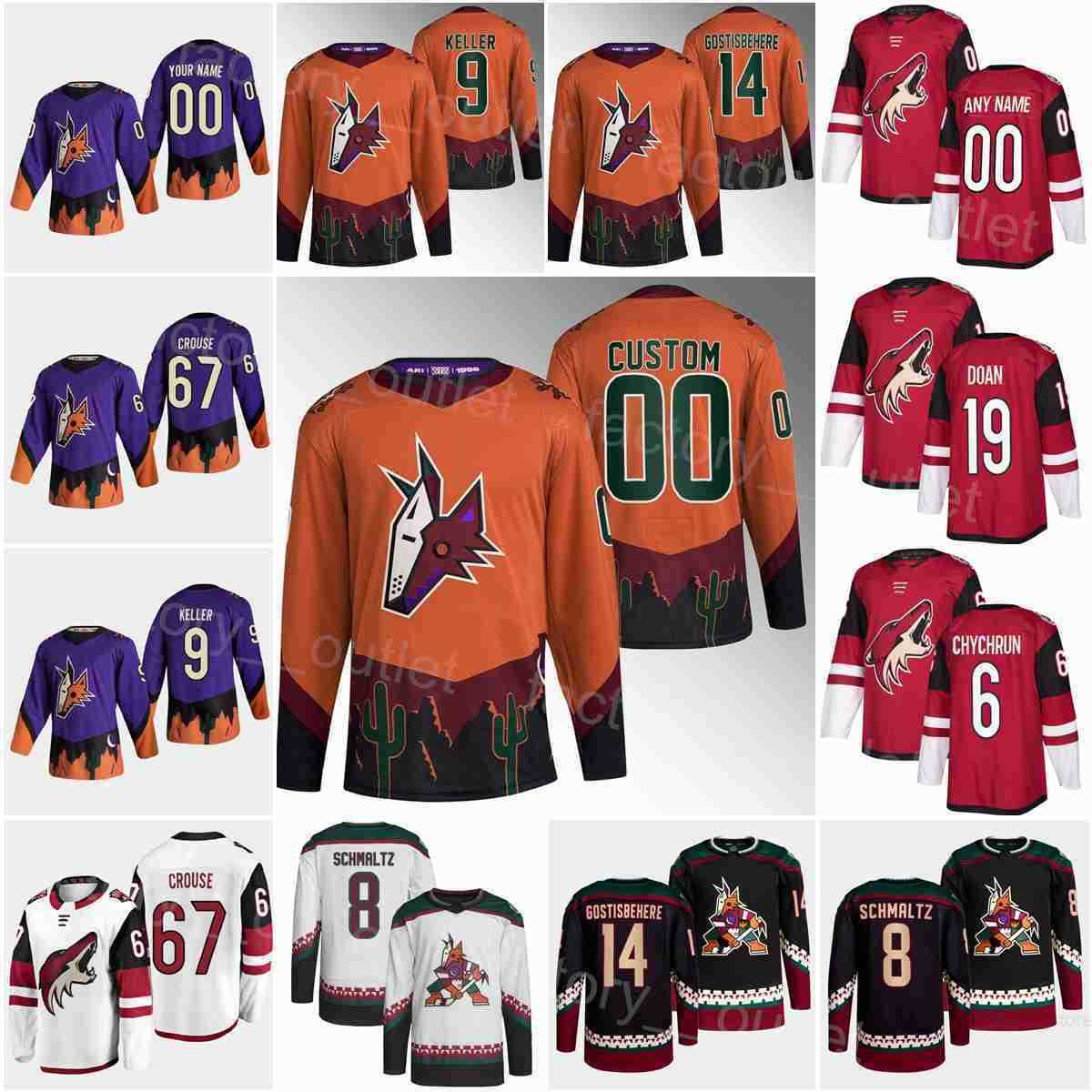 

Arizona Hockey Coyotes 9 Clayton Keller Jersey 67 Lawson Crouse 72 Travis Boyd 19 Shane Doan 6 Chychrun 28 Conor Geekie 8 Nick Schmaltz''Nhl''shirt, White