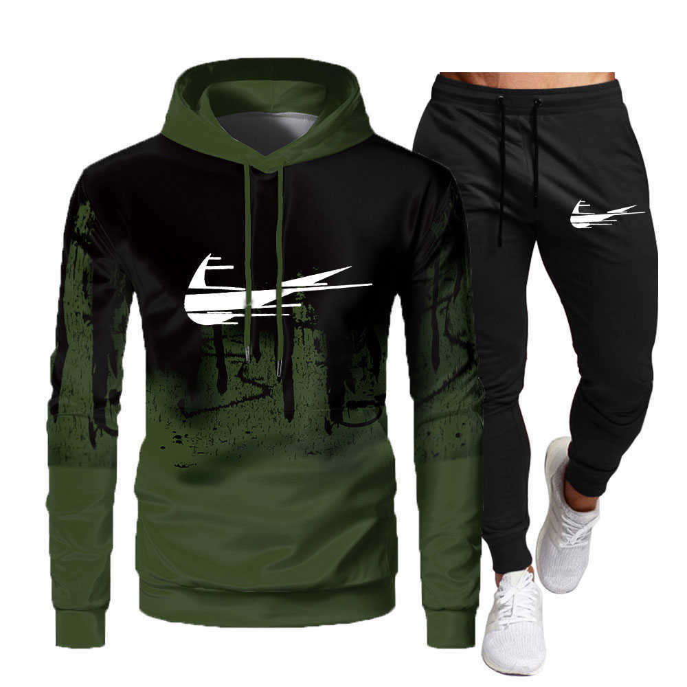 

2022 Men's Tracksuit Luxury 2 Piece Set Casual Hoodies Sweatshirt Sweatpants Suit Teens Sports Print Jogging S-3XL Clothing printed, 999
