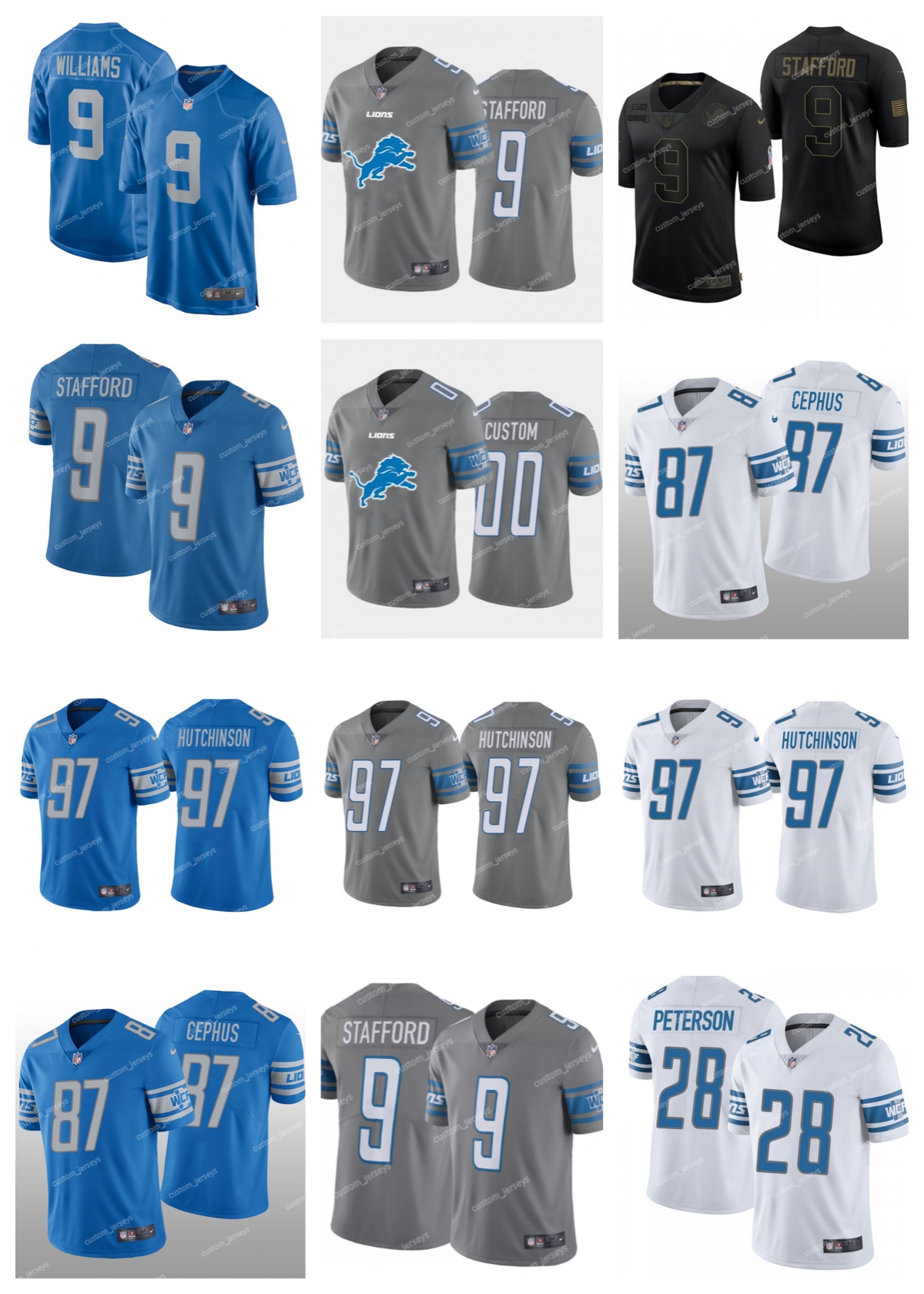 

Detroit''Lions''Men Jersey 87 Cephus 97 Hutchinson 9 Stafford 19 Golladay 21 Walker 28 Peterson Swift Fauria Vapor Untouchable Limited''NFL''Football Jerseys, 15