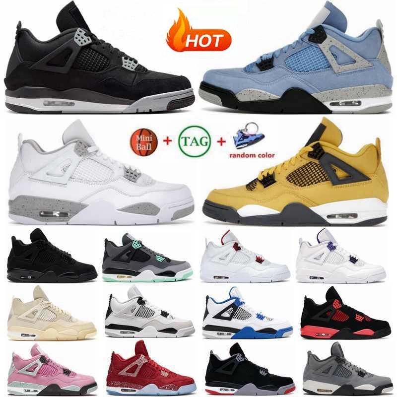 

2022 Canyon Purple Black Cat 4s Jumpman 4 Mens Basketball Shoes University Blue Sail White Oreo Bred Fire Red Thunder Pure Money Sports Women Sneakers Big Size 36-47, 35