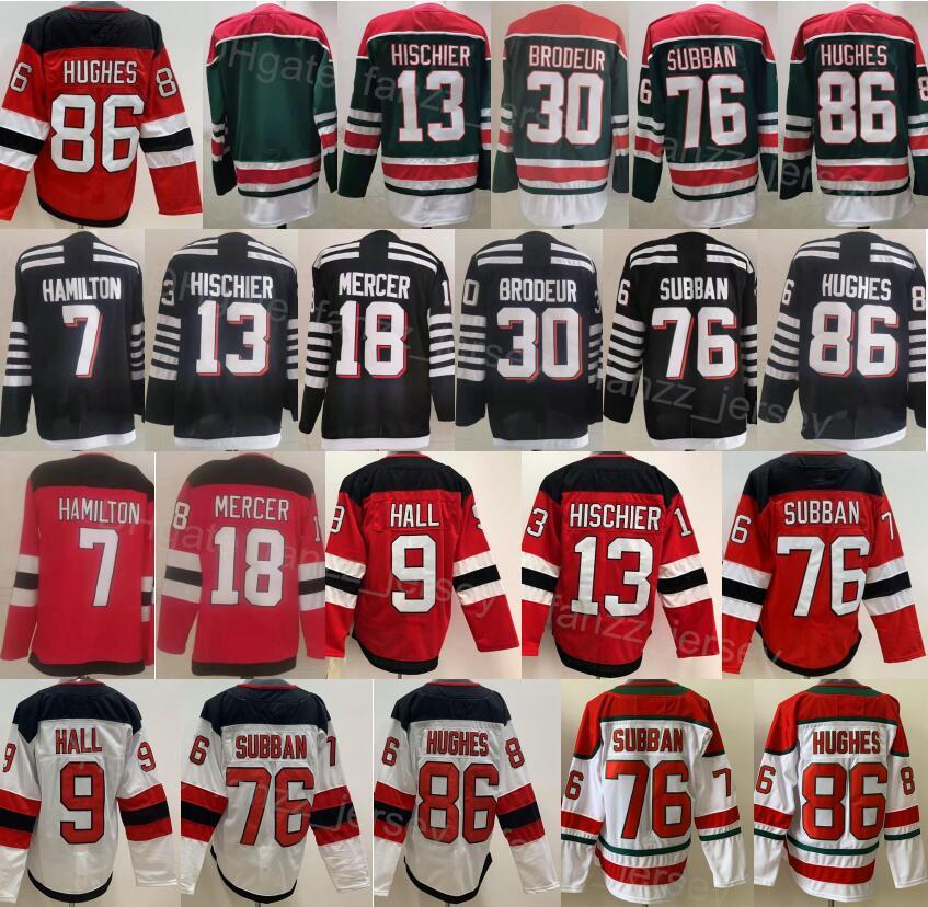 

Men Blank Ice Hockey 86 Jack Hughes Jersey Reverse Retro 18 Dawson Mercer 13 Nico Hischier 76 PK Subban 7 Dougie Hamilton 9 Taylor Hall 30 M, Red