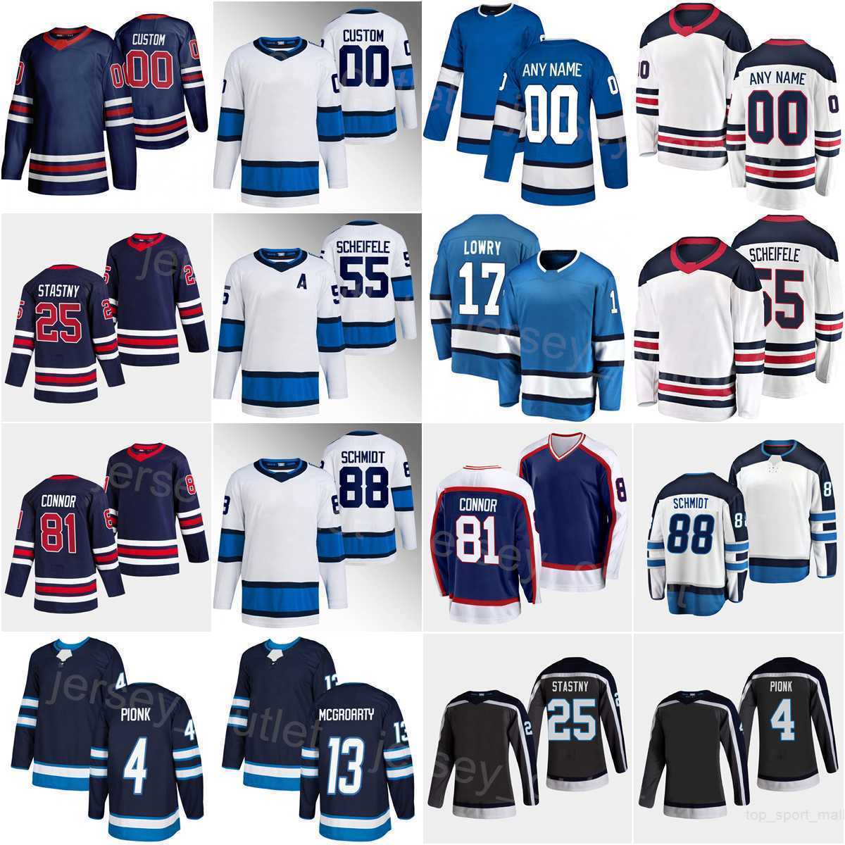

Reverse Retro Hockey 88 Nate Schmidt Jersey 4 Neal Pionk 81 Kyle Connor 17 Adam Lowry 13 Pierre-Luc Dubois 71 Evgeny Svechnikov 55 Mark''Nhl''shirt, White